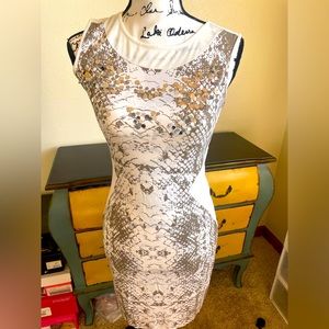 Snakeskin Print Dress with Sequins